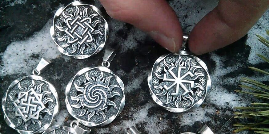 Silver Slavic fortune amulet